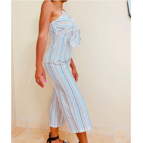 TASHA Overlay Front-Tie Capri Jumpsuit - Picture 5 of 8